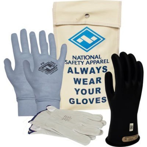 National Safety Apparel ArcGuard® Class 0 ArcGuard Rubber Voltage Glove Premium Kit, Black, Size 9, KITGC0B09AG KITGC0B09AG